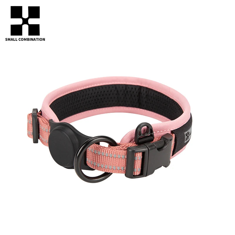 Personalized AirTag Dog Collar Adjustable Nylon Reflective Padded Pet Dog Collar for Small Medium Large Dog Accessories