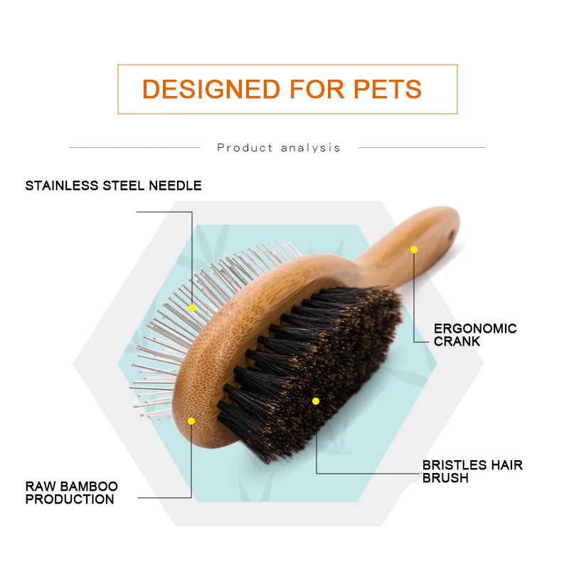 Truelove Pet Double-sided Brush Comb Stainless Steel Needle Bristles Hair Brush Grooming Competition Vacation Cat Dog TLK23131