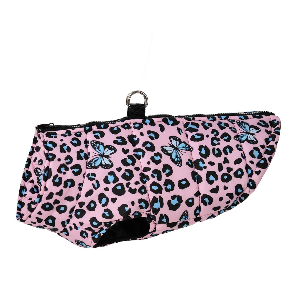 Winter Puppy Jacket Dog Clothes For Small Dogs Cats Fashion Leopard Print Waterproof Pet Coat French Bulldog Pug Party Outfits
