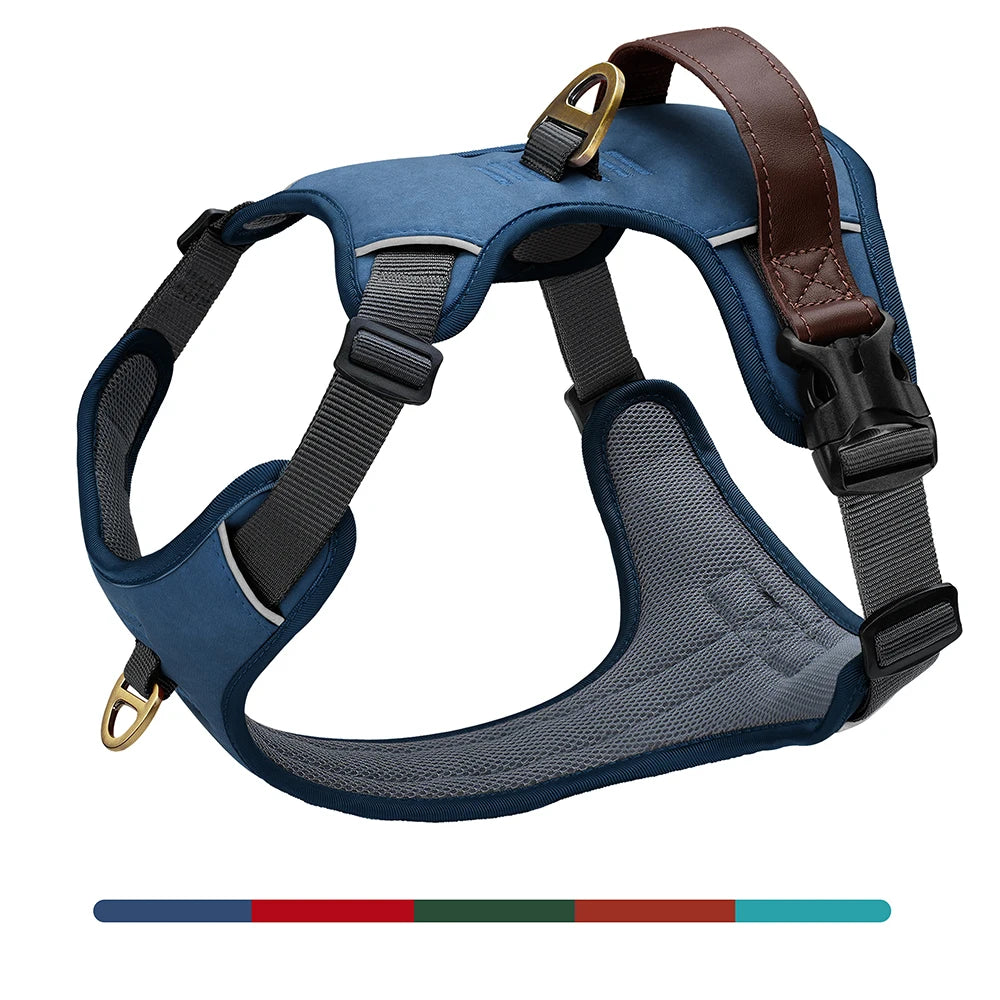Vintage Dog Harness Durable PU Leather Dog Harnesses Breathable Pet Vest With Control Handle Retro for Small Medium Large Dogs