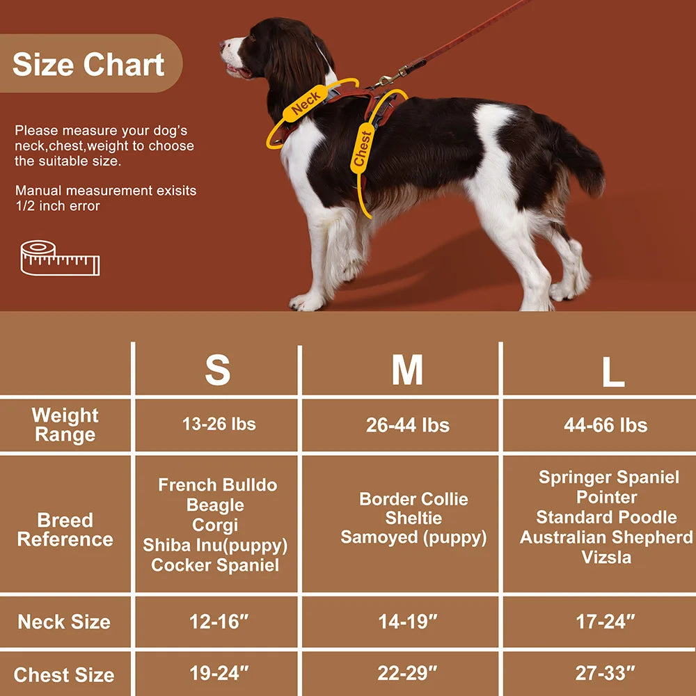 Vintage Dog Harness Durable PU Leather Dog Harnesses Breathable Pet Vest With Control Handle Retro for Small Medium Large Dogs