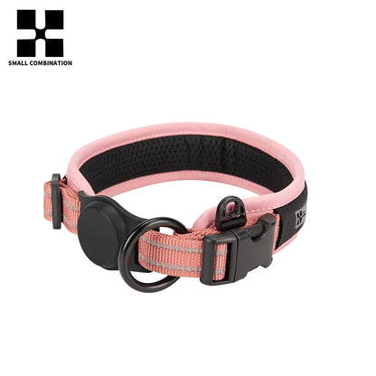 Personalized AirTag Dog Collar Adjustable Nylon Reflective Padded Pet Dog Collar for Small Medium Large Dog Accessories