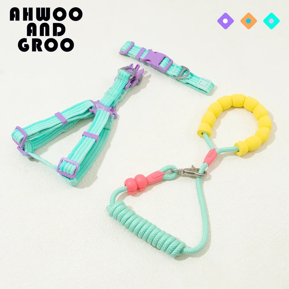 Breathable Dog Harness Leash Set Pink Soft Pet Chest Strap Small Medium Large Dogs Reflective Outdoor Dual-Purpose Pet Supplies