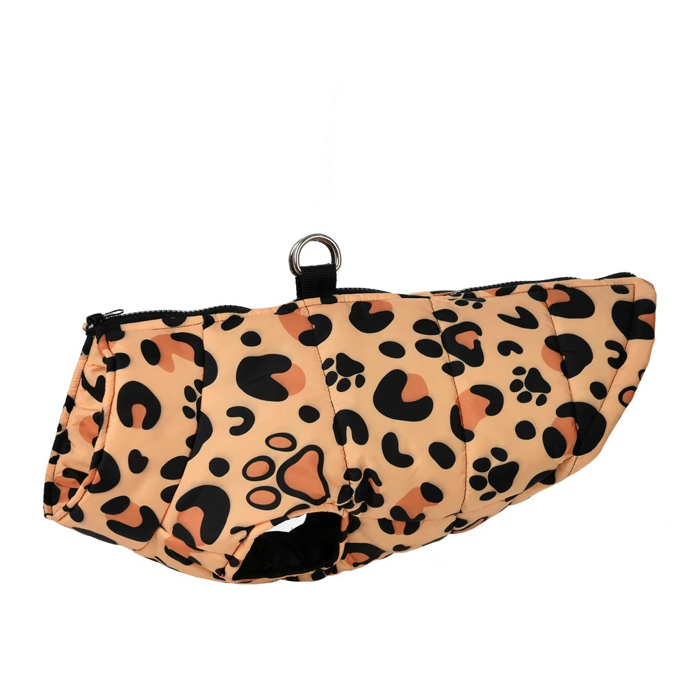 Winter Puppy Jacket Dog Clothes For Small Dogs Cats Fashion Leopard Print Waterproof Pet Coat French Bulldog Pug Party Outfits