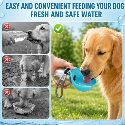 10oz Stainless Steel Pet Travel Water Bottle with Foldable Bowl, Leakproof Portable Outdoor Drink Cup for Dogs Cats