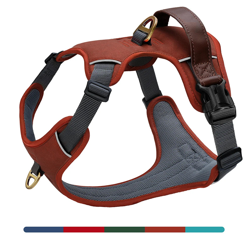 Vintage Dog Harness Durable PU Leather Dog Harnesses Breathable Pet Vest With Control Handle Retro for Small Medium Large Dogs