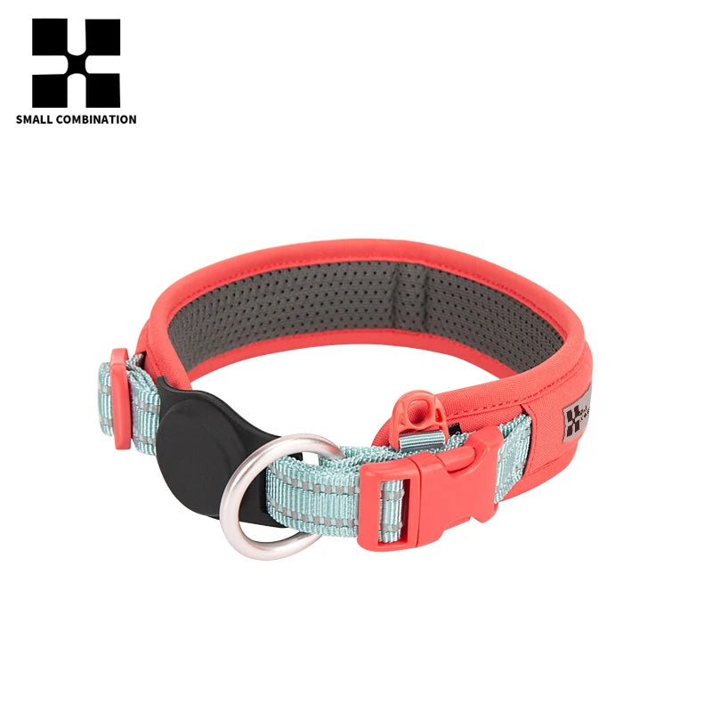 Personalized AirTag Dog Collar Adjustable Nylon Reflective Padded Pet Dog Collar for Small Medium Large Dog Accessories