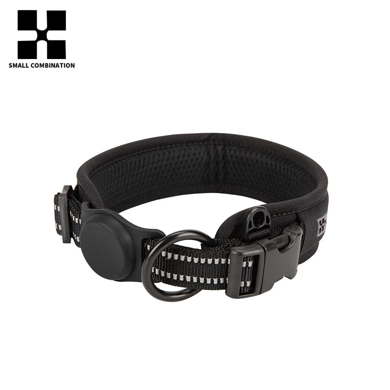 Personalized AirTag Dog Collar Adjustable Nylon Reflective Padded Pet Dog Collar for Small Medium Large Dog Accessories