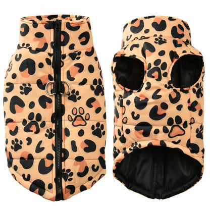 Winter Puppy Jacket Dog Clothes For Small Dogs Cats Fashion Leopard Print Waterproof Pet Coat French Bulldog Pug Party Outfits
