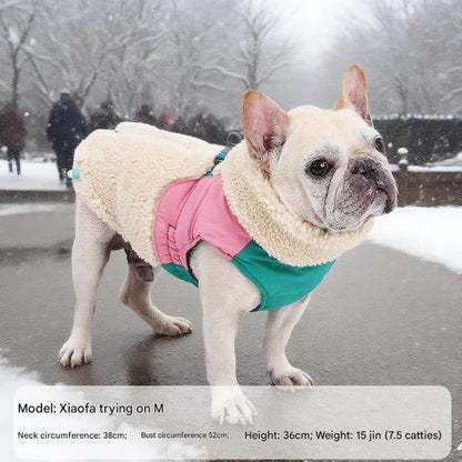 Lamb Fleece Dog Coat, Winter Warm Windproof Pet Vest with Leash Clip, for Small Medium Large Dogs