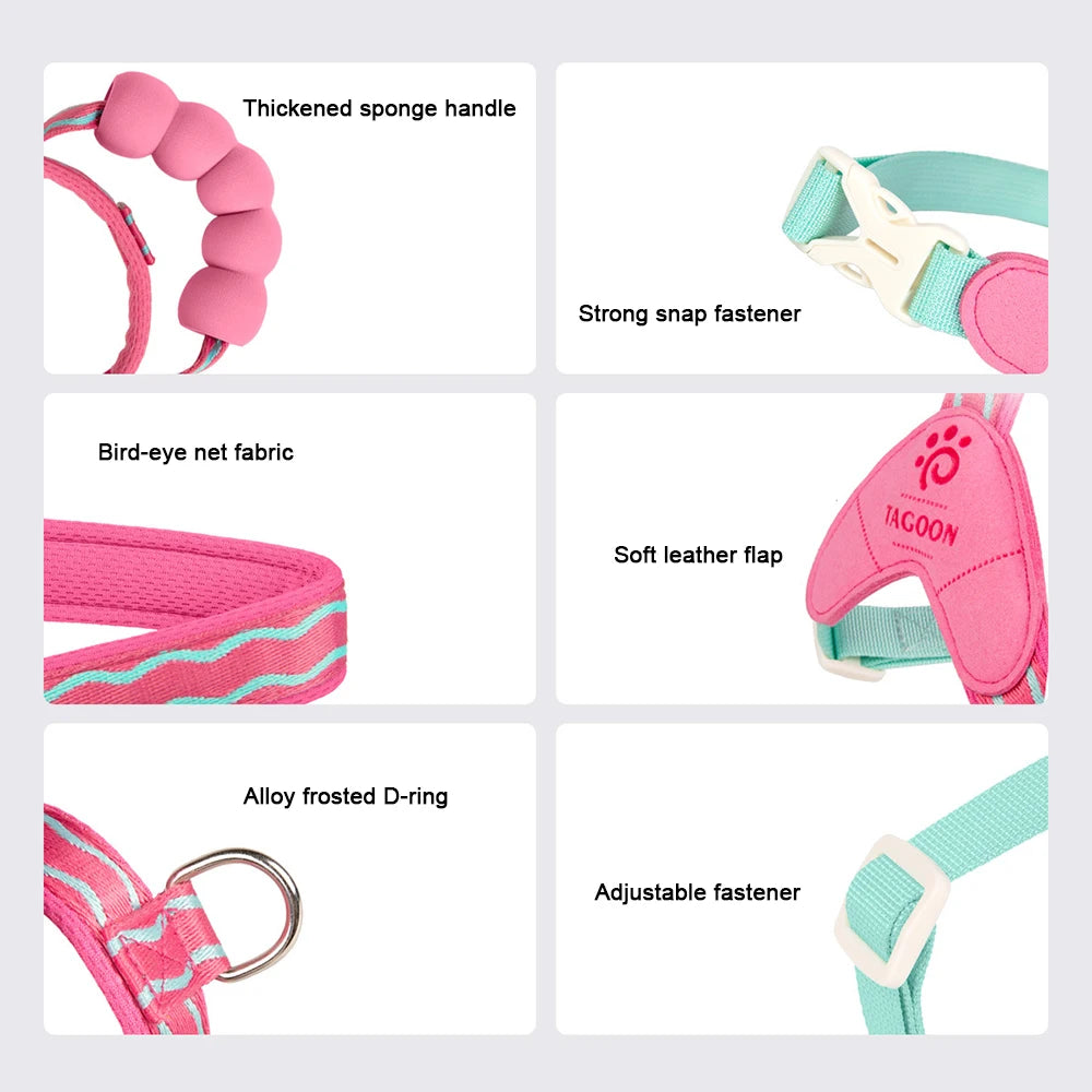 Cute Y Style Dog Harness and Leash Set Soft Lightweight Puppy Vest Harness Comfortable Walking for Small Medium Dogs