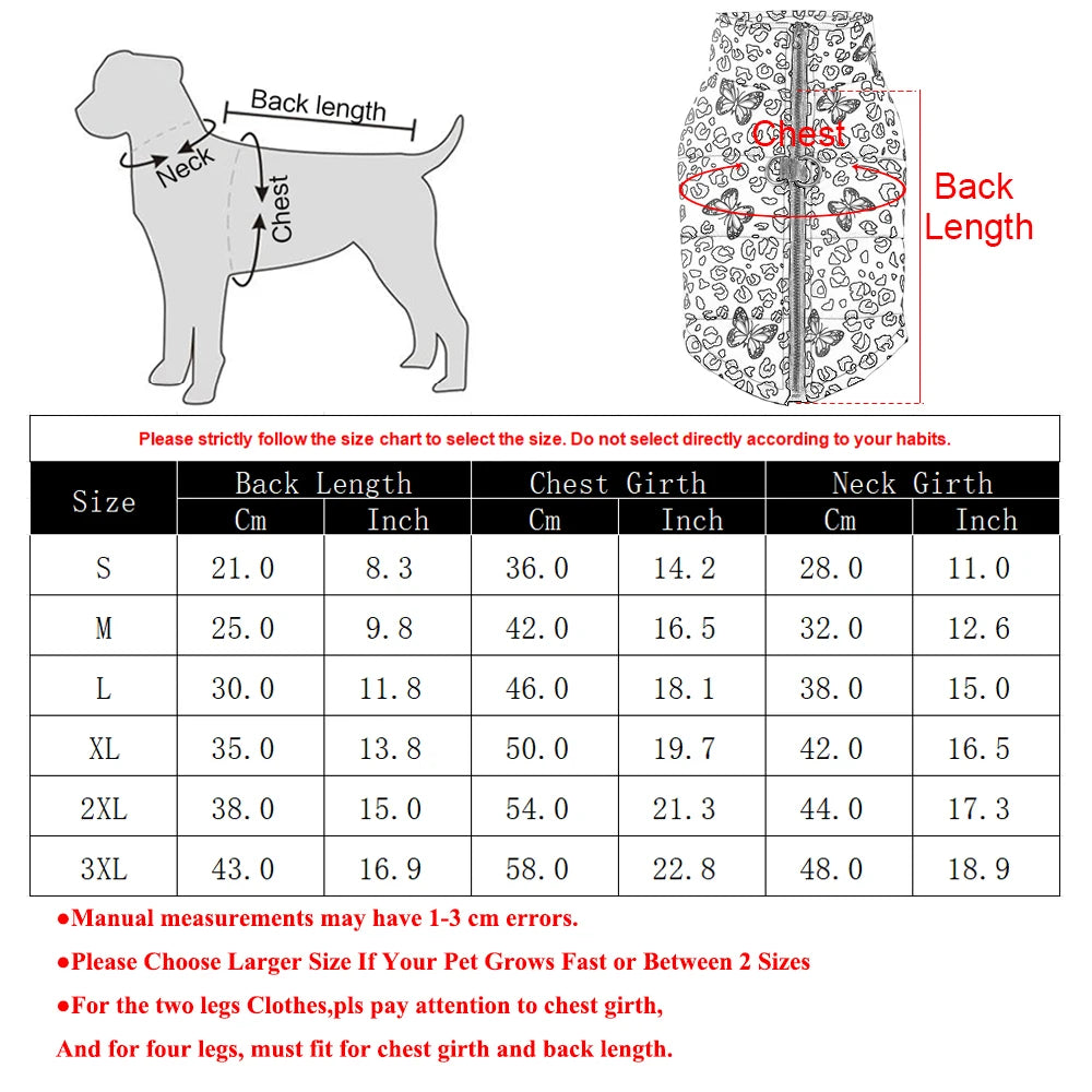 Winter Puppy Jacket Dog Clothes For Small Dogs Cats Fashion Leopard Print Waterproof Pet Coat French Bulldog Pug Party Outfits