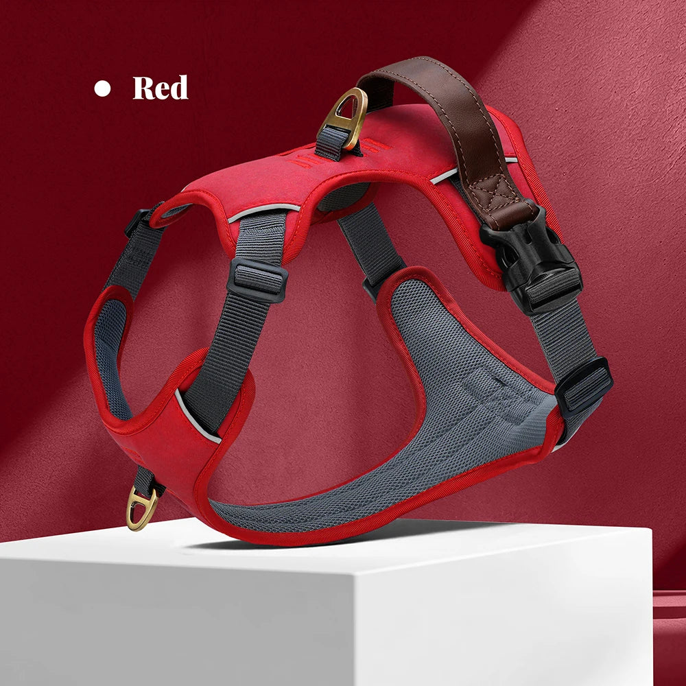 Vintage Dog Harness Durable PU Leather Dog Harnesses Breathable Pet Vest With Control Handle Retro for Small Medium Large Dogs